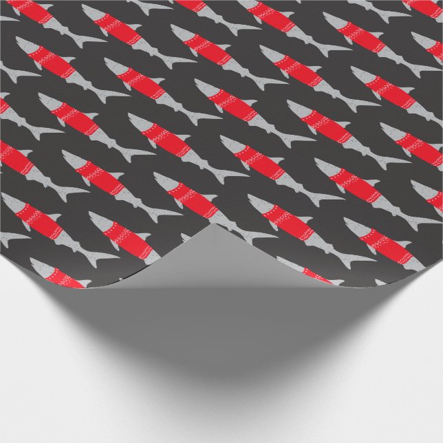 Papel De Regalo Tiburones navidades en jumpers feos festivos (Esquina)