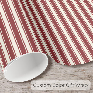 Papel De Regalo Ticking a rayas vintage francés rojo rubia crema