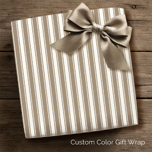 Papel De Regalo Ticking de rayas vintage francés taupe crema