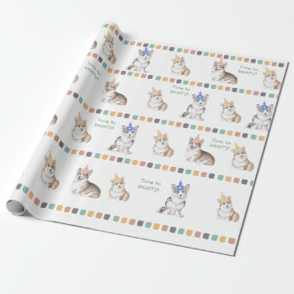 Papel De Regalo Tiempo de personalizable para PAWTY Corgi