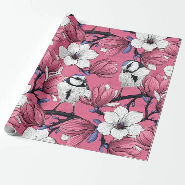Papel De Regalo Tiempo de primavera en rosa (Desenrollado)