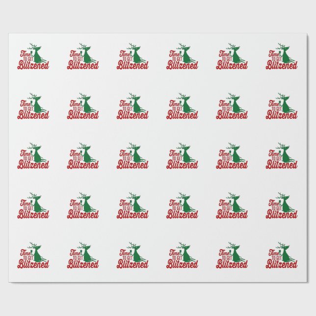 Papel De Regalo Tiempo para ser Blitzeneado Reno de Navidad  (Superficie plana)