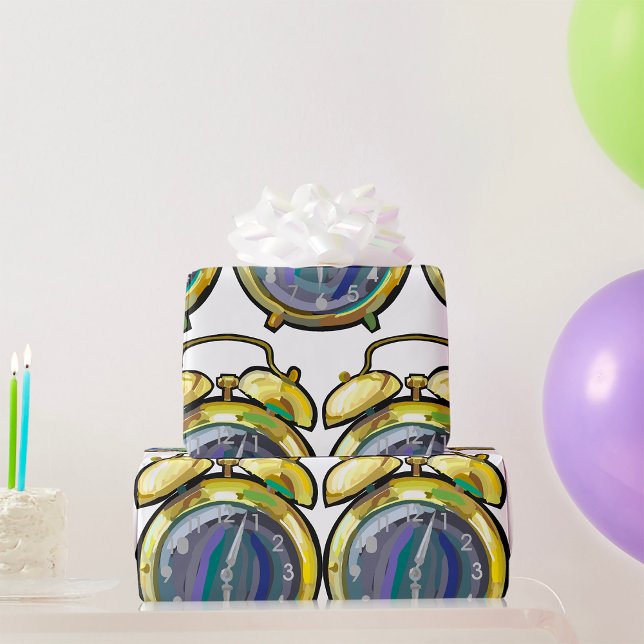 Papel De Regalo Tiempo retro de reloj de alarma de oro vintage (Subido por el creador)