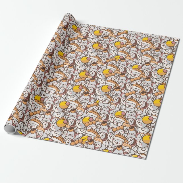 Papel De Regalo tierno shiba (Desenrollado)