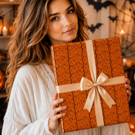 Papel De Regalo Tierra Agrietada Naranja Espeluznante Halloween
