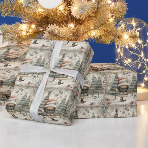 Papel De Regalo Tierra de maravillas del invierno en el Santa Negr