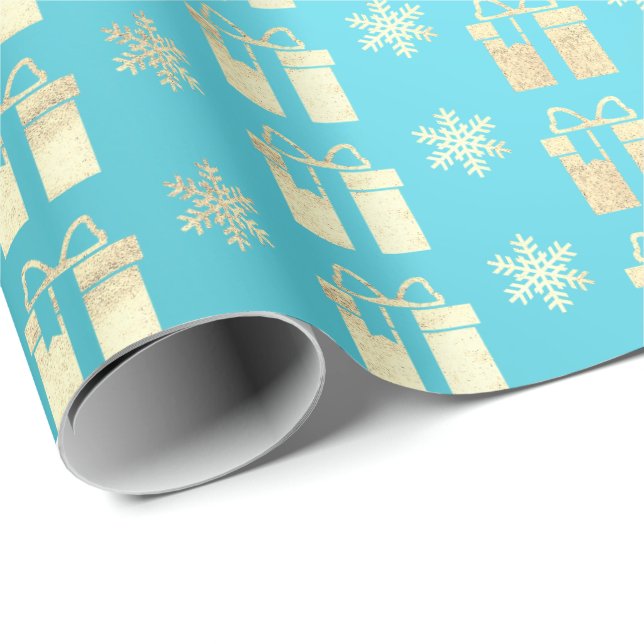 Papel De Regalo Tiffany Ocean BeachRegalo navideño navideño de oro (Esquina del rollo)