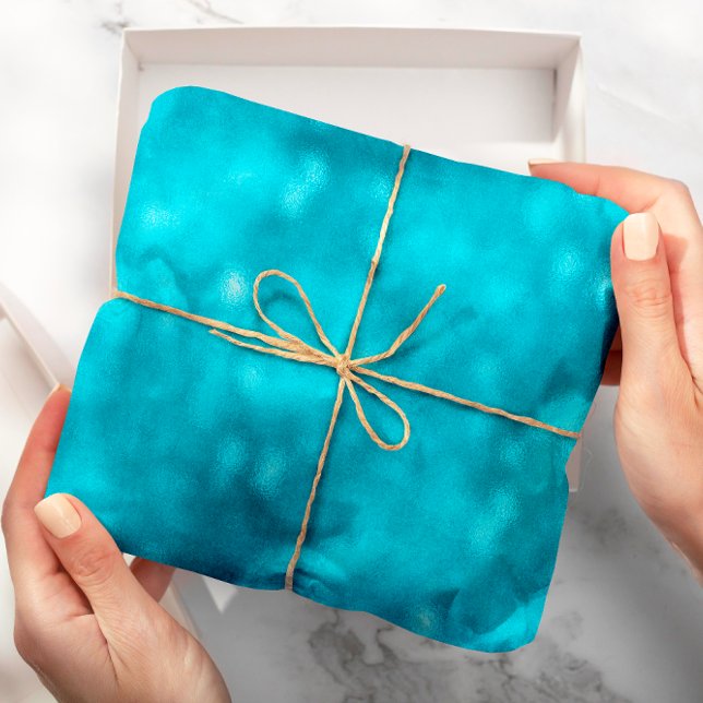 Papel De Regalo Tiffany Purpurina Aqua Ocean Turquoise Glam Glam (Tiffany Glitter Aqua Ocean Turquoise Glam Glass Wrapping Paper)