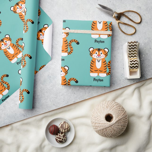 Papel De Regalo Tiger Añadir un nombre (Artesanía)