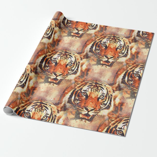 papel de regalo tigre a la acuarela (Desenrollado)