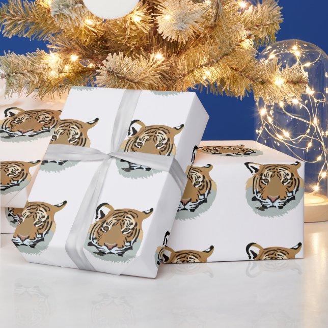 Papel De Regalo Tigre animal salvaje de cabeza de tigre (Vacaciones)