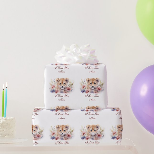 Papel De Regalo Tigre, bebé, te amo a mamá (Regalos de fiesta)