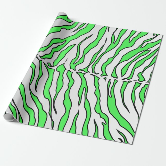 Papel De Regalo Tigre Blanco Y Lime Tiras De Tigre (Desenrollado)