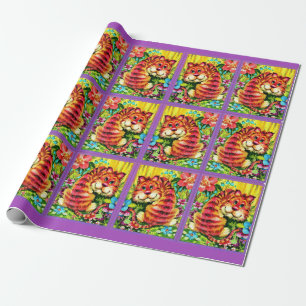 Papel De Regalo tigre colorido