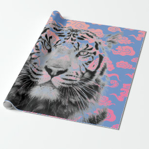 PAPEL DE REGALO TIGRE DE ARRASTRAMIENTO DE REGALO CON NUBES JAPONE