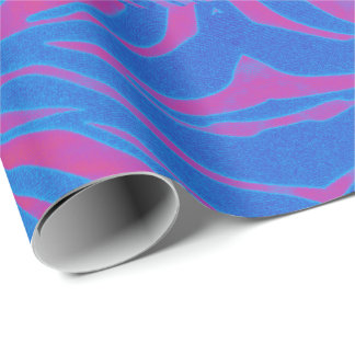 Papel De Regalo Tigre de Boho rosa y azul