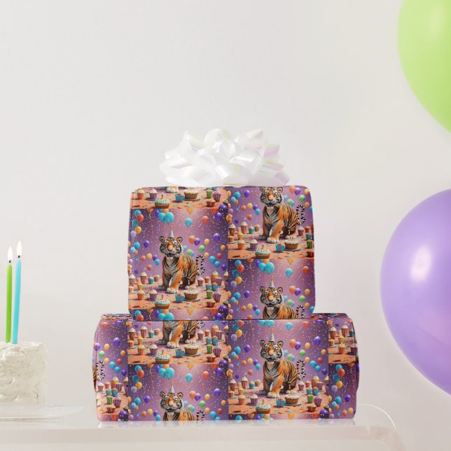 Papel De Regalo Tigre de cumpleaños (Regalos de fiesta)