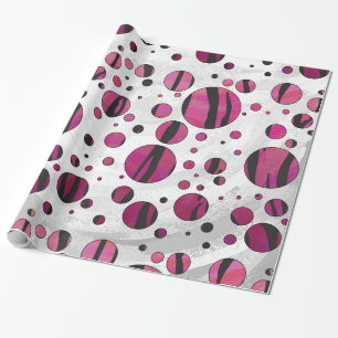 Papel De Regalo Tigre de punto de polka con impresión rosa calient