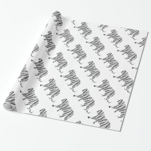 Papel De Regalo Tigre de silueta negro y blanco