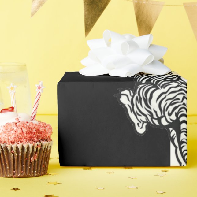 Papel De Regalo Tigre en blanco y negro  (Fiesta de cumpleaños )