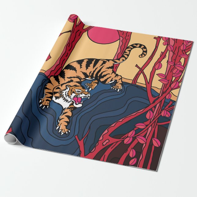 Papel De Regalo Tigre japonés (Desenrollado)