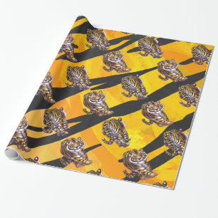 Papel De Regalo Tigre naranja y negro Me Salvaje