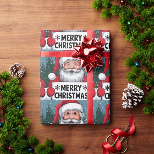 Papel De Regalo Tigre navideño con árbol de Navidad (Regalo de vacaciones)