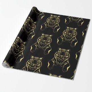Papel De Regalo Tigre negro con rayas de oro