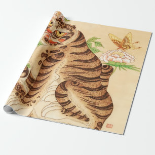 Papel De Regalo Tigre Rayado Coreano Vintage Minhwa