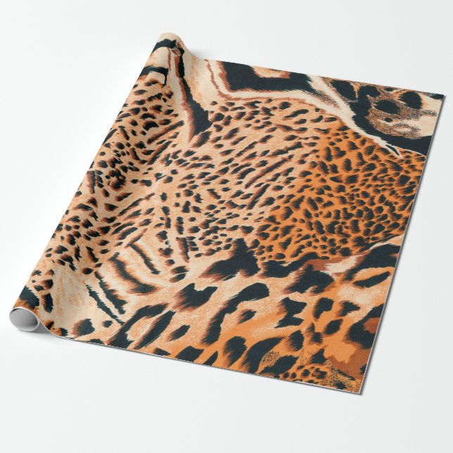Papel De Regalo Tigre sin foco, leopardo y jaguar. Textos sin foco (Desenrollado)