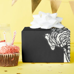 Papel De Regalo Tigre sobre blanco y negro