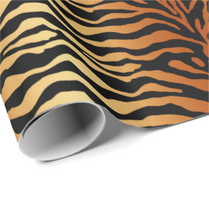 Papel De Regalo Tigre tira impresión animal, ámbar, negro y tan