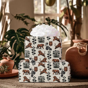 Papel De Regalo Tigres de Bengala y vides selváticas