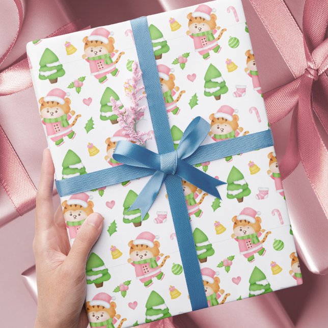 Papel De Regalo Tigres de Navidades rosados (Subido por el creador)