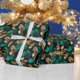 Papel De Regalo Tigres Tropicales & Hojas | Patrón Audaz de Jungla