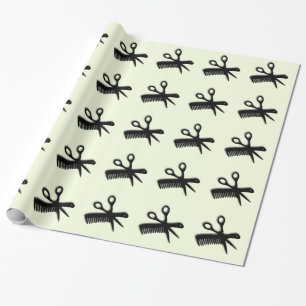 Papel De Regalo Tijera y peine verde