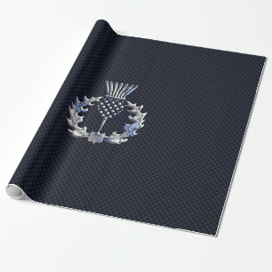 Papel De Regalo Tilo escocés plateado de fibra de carbono