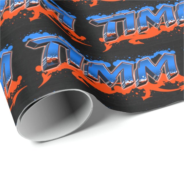Papel De Regalo Timm Vorname Name Graffiti blue orange (Esquina del rollo)