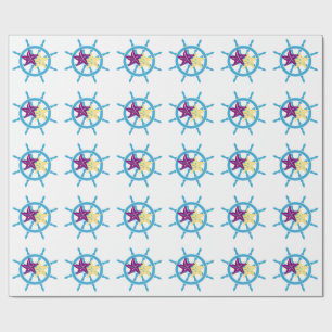 Papel De Regalo Timón de barco y estrella de mar