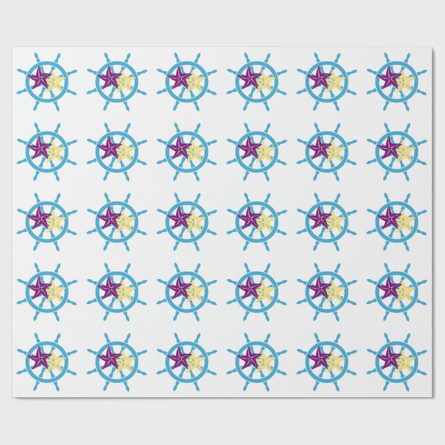 Papel De Regalo Timón de barco y estrella de mar (Superficie plana)