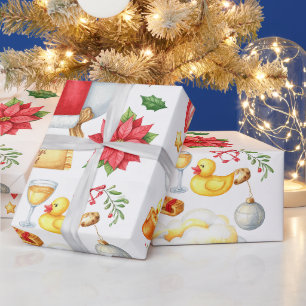 Papel De Regalo Tina de spa temática de Navidad