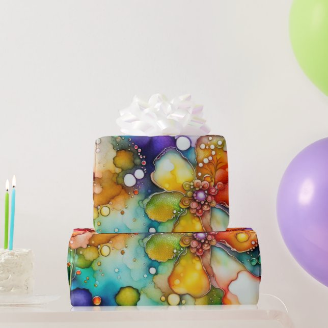 Papel De Regalo Tinta alcohólica de abstracto floral (Regalos de fiesta)