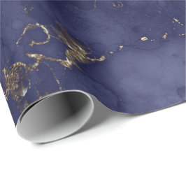 Papel De Regalo Tinta dorada de la Marina Azul Grungy Negro Abstra