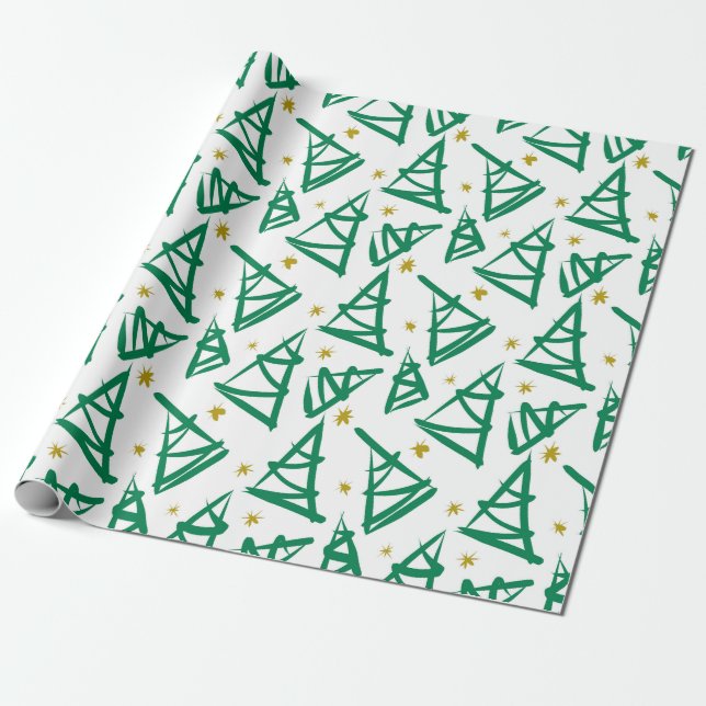 Papel De Regalo Tinta totalmente moderna dibujando árboles de Navi (Desenrollado)