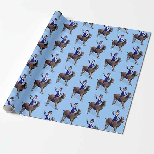Papel De Regalo Tío Sam montado en burro (Desenrollado)