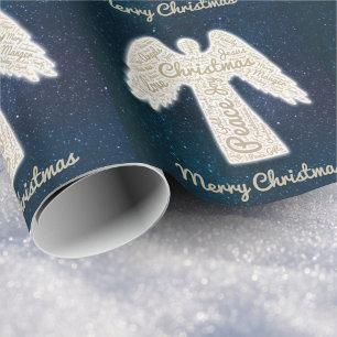 Papel De Regalo Tipografía cristiana personalizado Angel Merry Chr