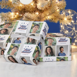 Papel De Regalo Tipografía de 3 Navidades retro de colección de fo