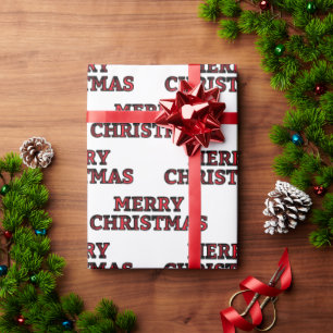 Papel De Regalo Tipografía de Buffalo Check Feliz Navidad
