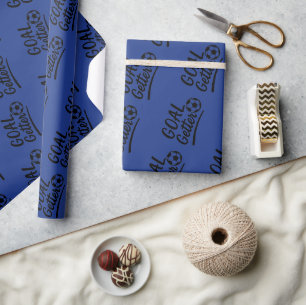 Papel De Regalo Tipografía de color azul real con tema de fútbol '