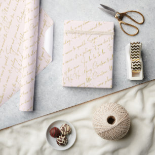 Papel De Regalo Tipografía de Navidad en Oro Rosa #36 ID1009